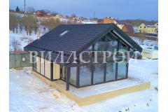 Строительство дома в стиле Шале с панорамным остеклением и террасой